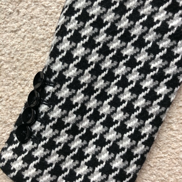 Express Black White Gray Tweed Jacket Blazer Woven Wool Blend 1 Button Jacquard - Picture 9 of 16